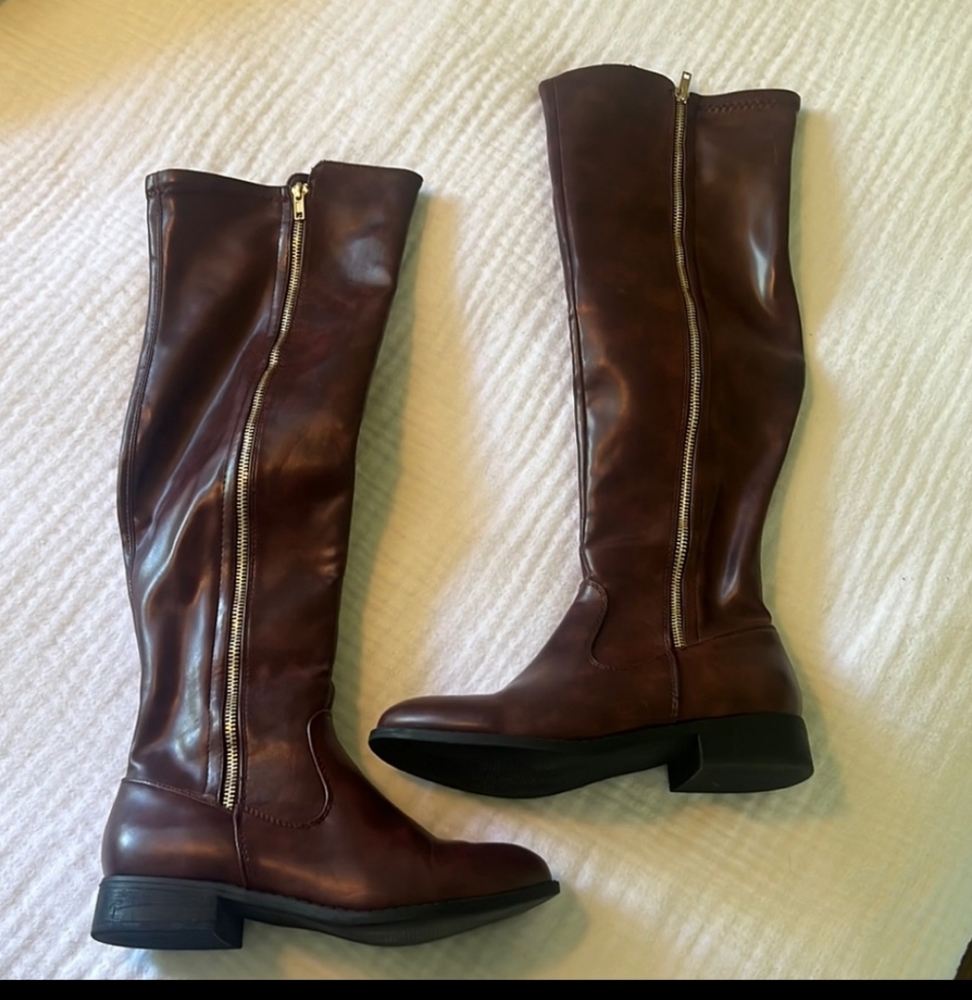 Zinnia Marron "Over The Knee" Boots